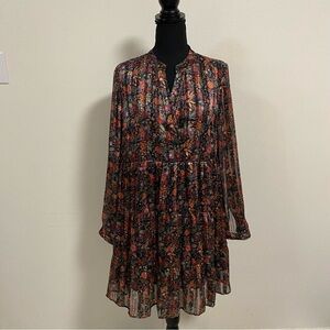 Soft Surroundings Dress Women’s Size Medium Floral Black Castille Ruffle Dress